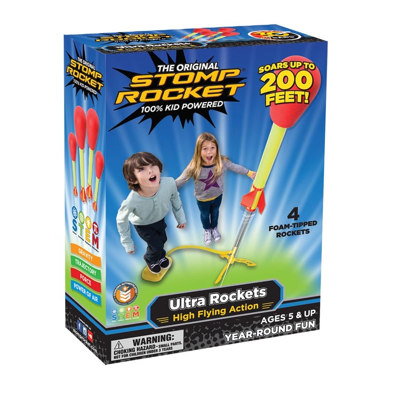 Stomp Rocket Ultra LED Rocket Launcher for Kids, 4 LED Foam Tipped Rockets - Fun Backyard & Outdoor Kids Toys Gifts for Boys & Girls - Toy Foam Blaster Set - Multi-Player Adjustable Launch Stand - Image 1